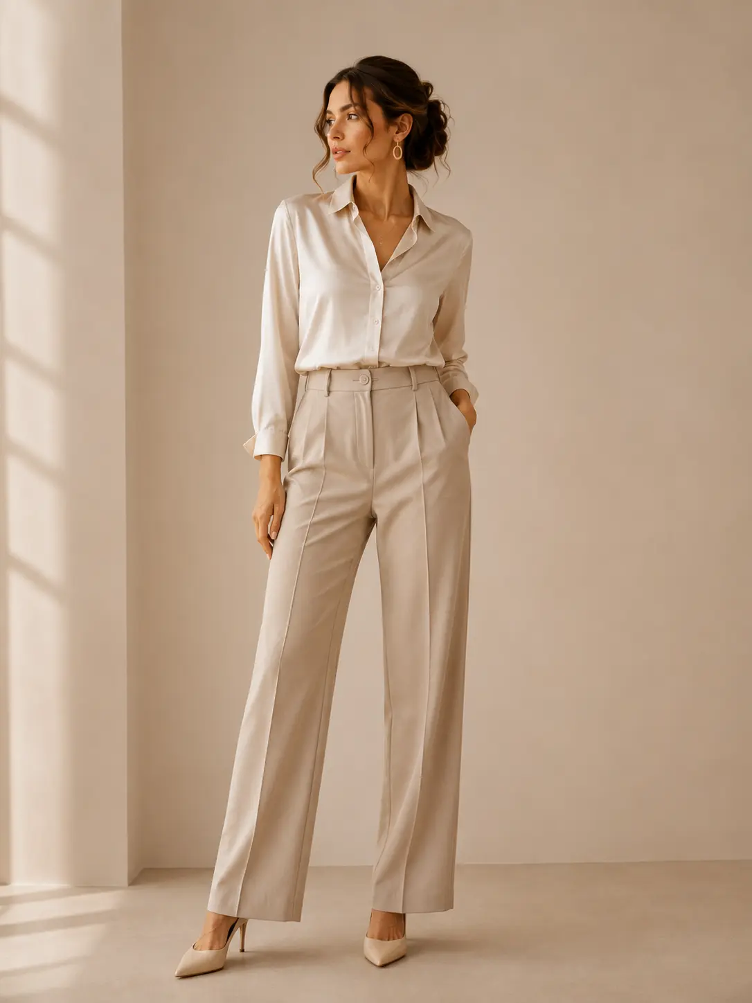 High-Waisted Wide-Leg Trousers