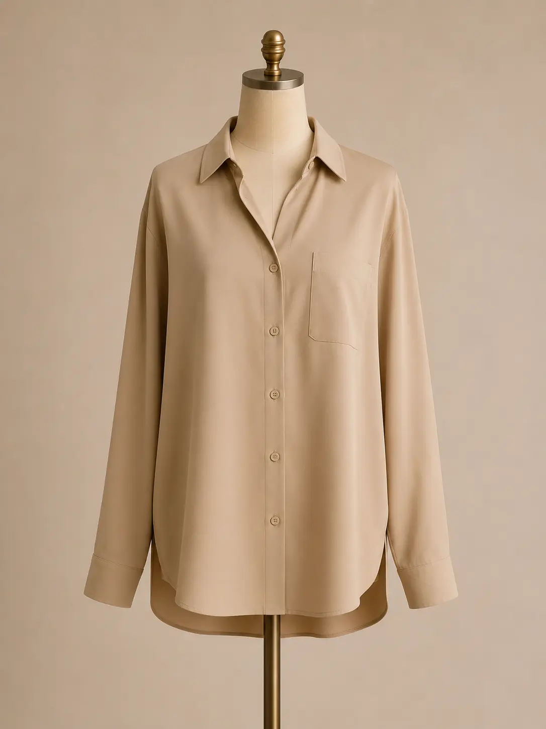 Relaxed Beige Button-Up Shirt