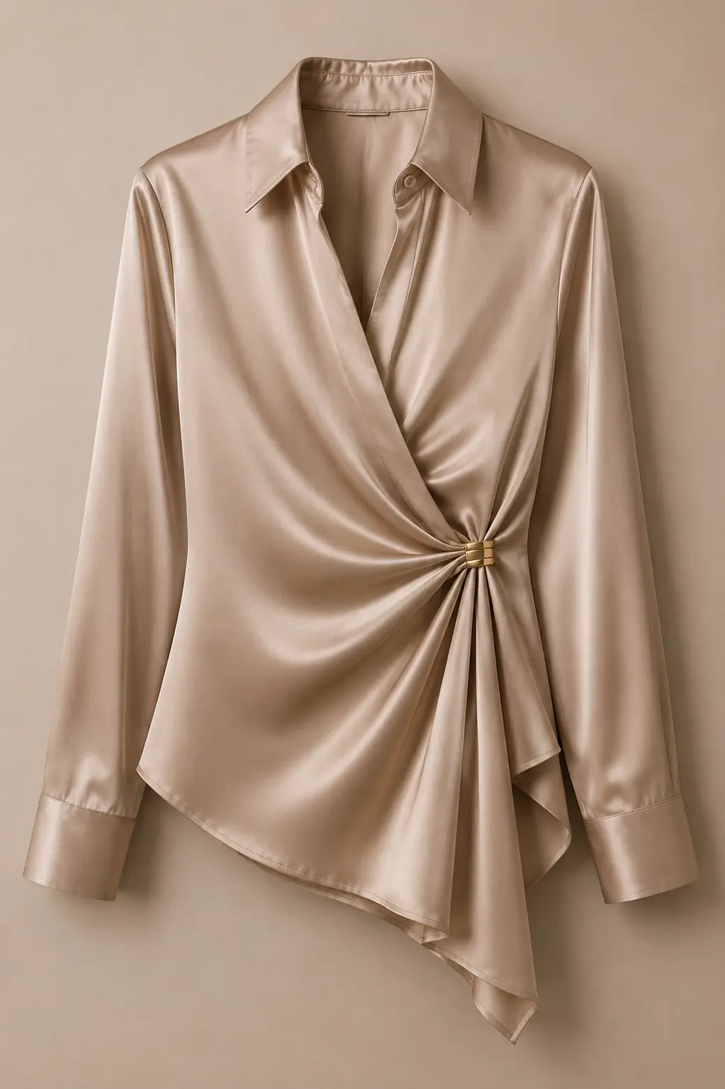 Elegant Draped Satin Blouse